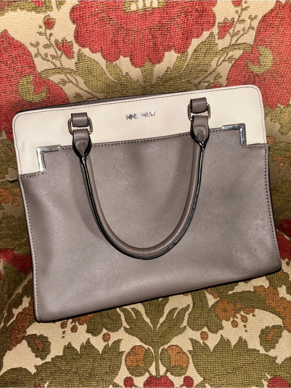 Nine West Taupe and Cream Structured handbag